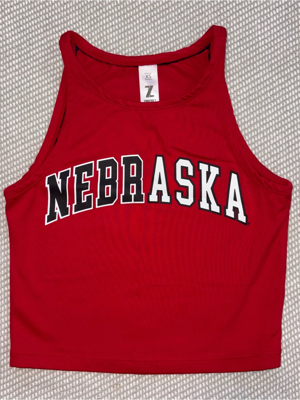 Zoozatz Red Black White Nebraska UNL Huskers Crop Tank Top Sz Xs Sports Football